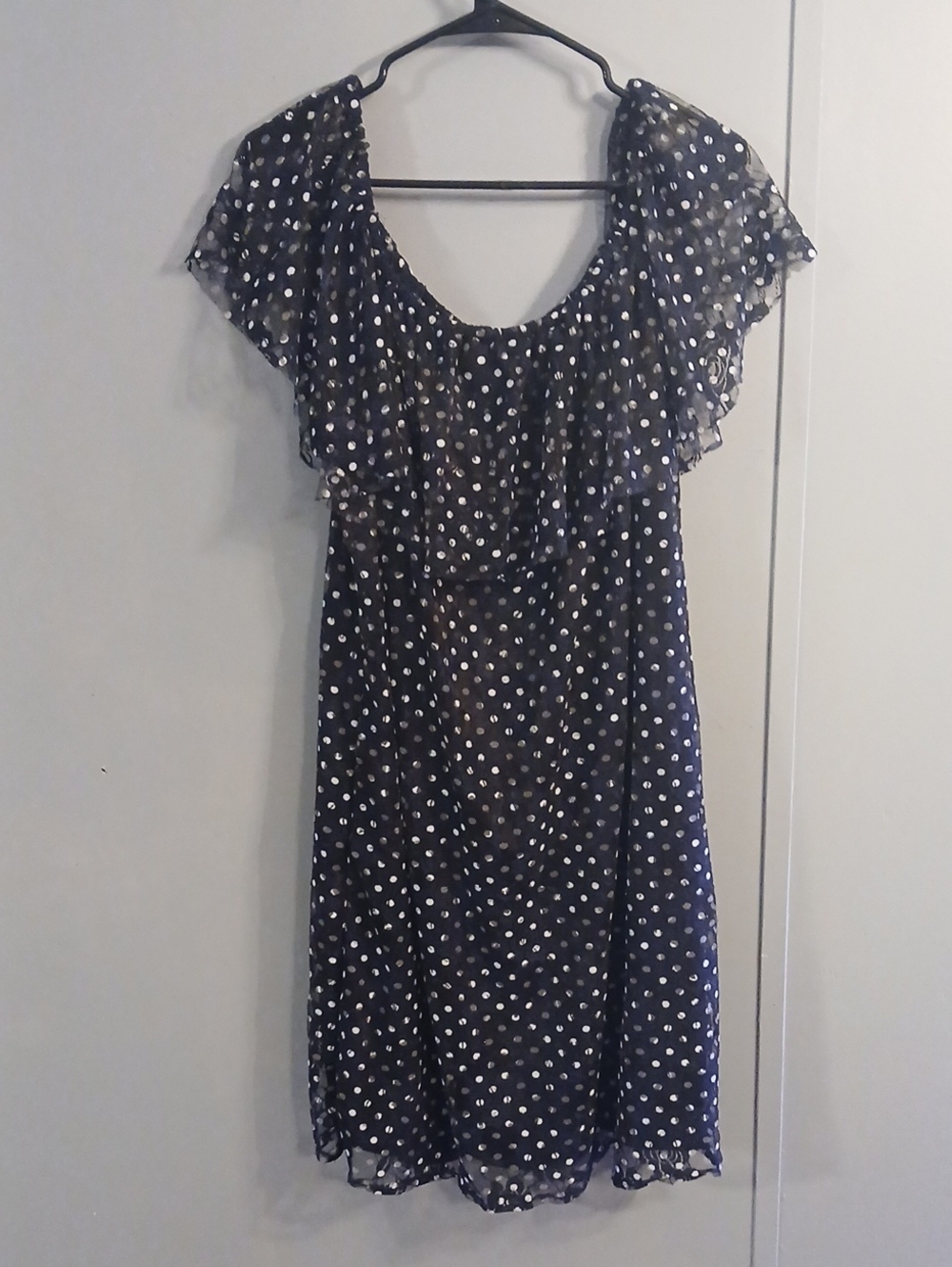 Navy Polka Dot Ruffle Sundress